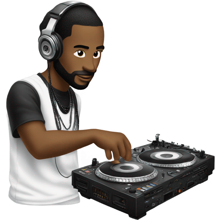 A white DJ playing music with Technics MK II 1200 emoji