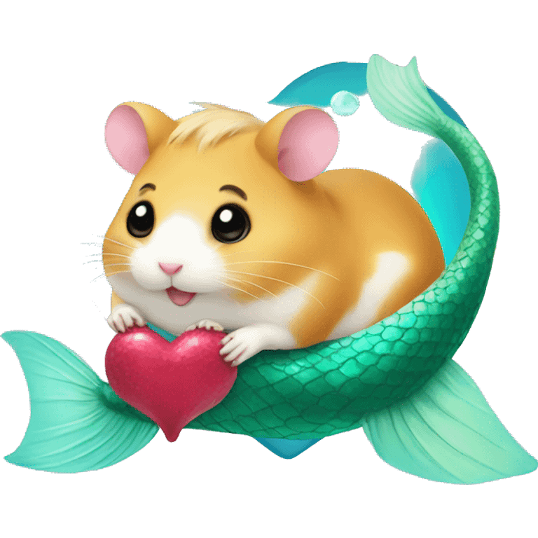 hamster with heart with mermaid tail emoji