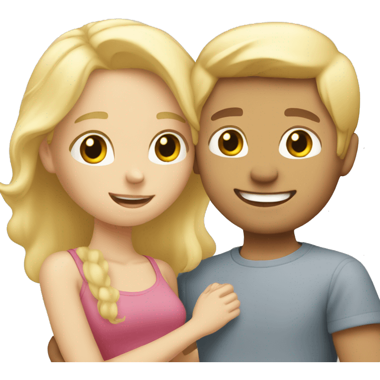 blond guy and blond girl hugging emoji