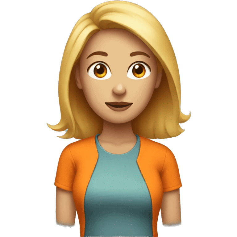 Female portrait with orange shirt emoji