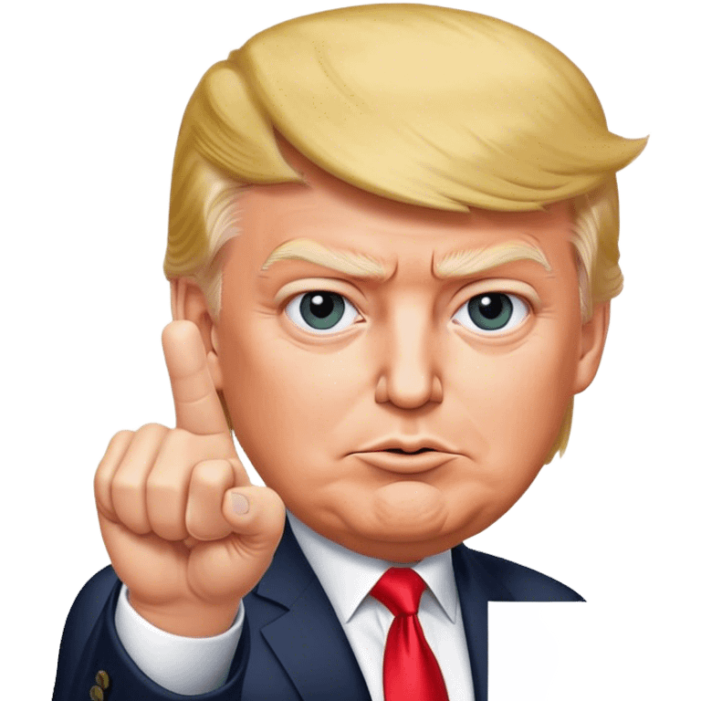 Super realistic Donald Trump pointing index finger up, realistic face emoji