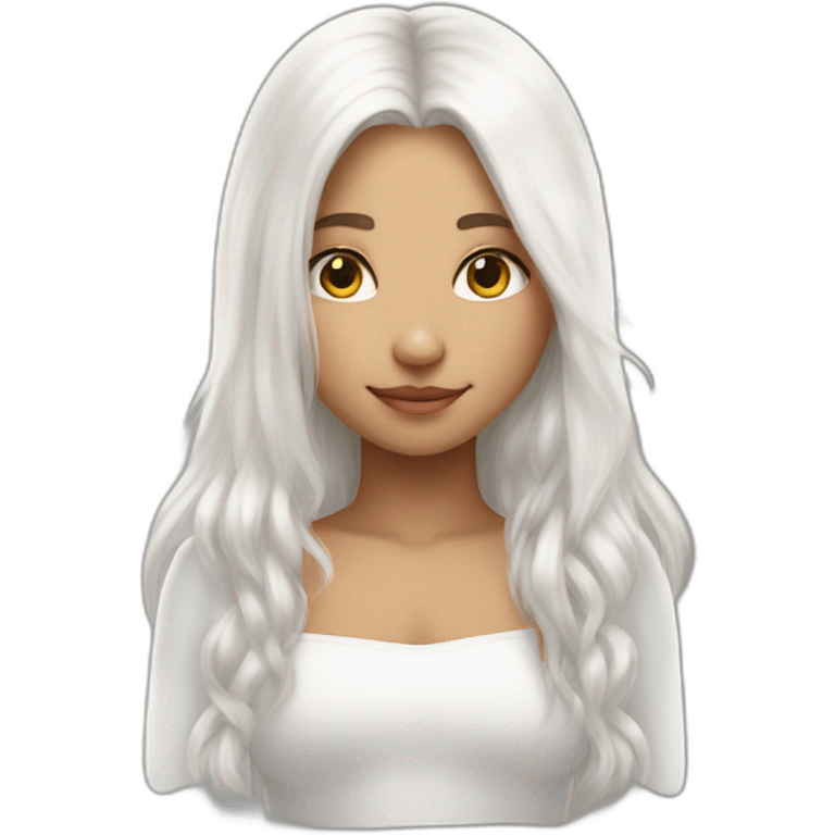 girl with angel wings on her back and white straight hair emoji