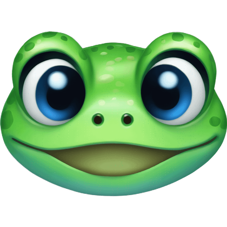 Cute frog with blue eyes emoji