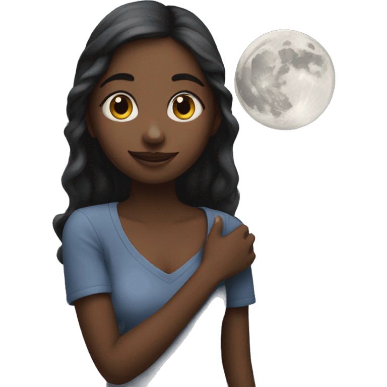 Girl with moon emoji