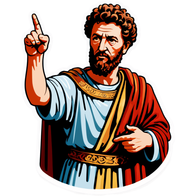 Marcus Aurelius pointing with his hand emoji