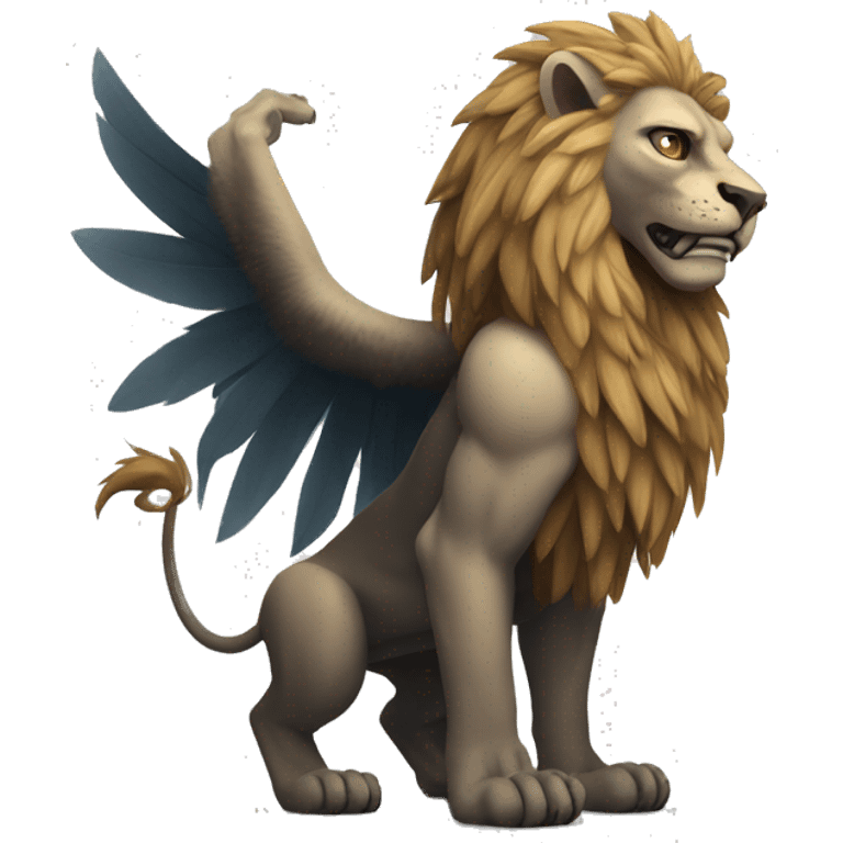 scary winged lion’s upper body with arms crossed emoji