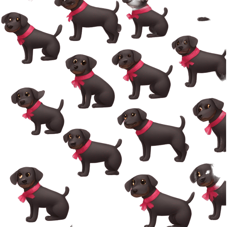 Black dog wrapped in valentine  wrapping paper  emoji