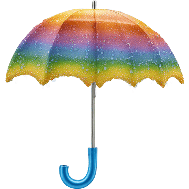 Rainbow umbrella made of flowers with dew drops dripping off and a large handle  emoji