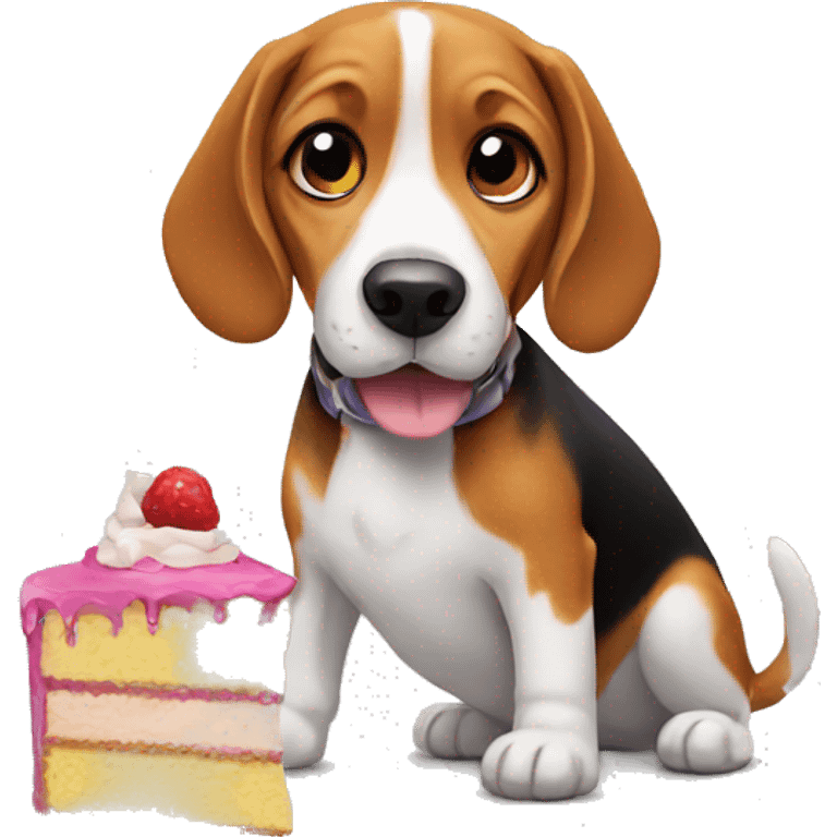 Beagle eat cake  emoji