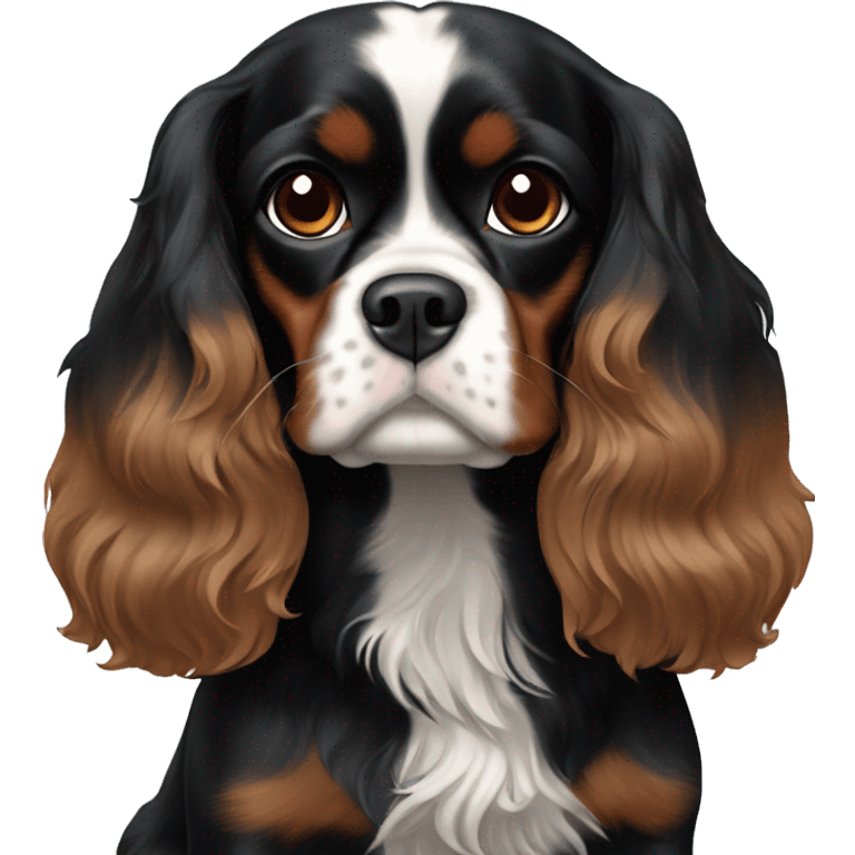 Completely black Cavalier King Charles spaniel emoji