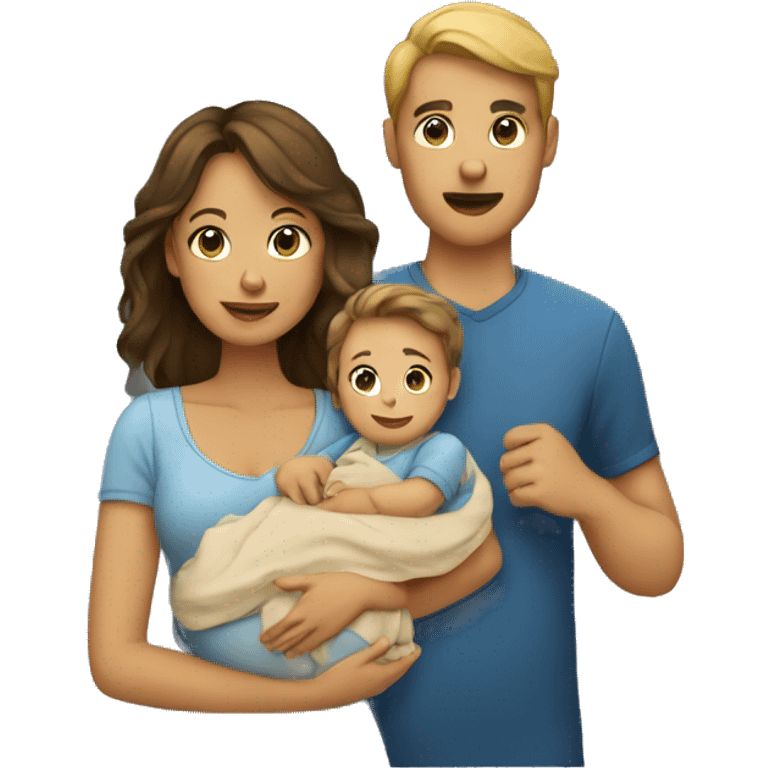 A girl and a man holding their baby emoji