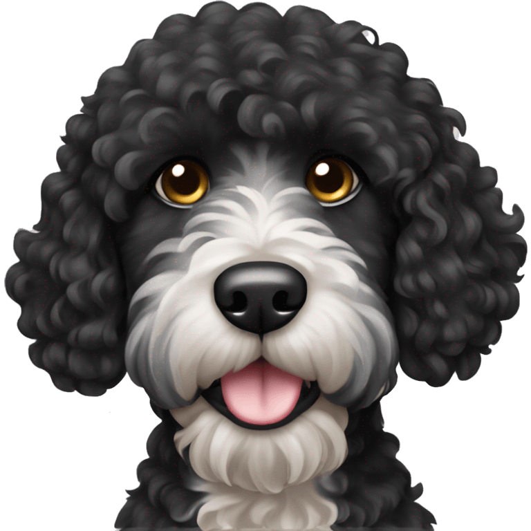 black curly haired portuguese water dog  emoji