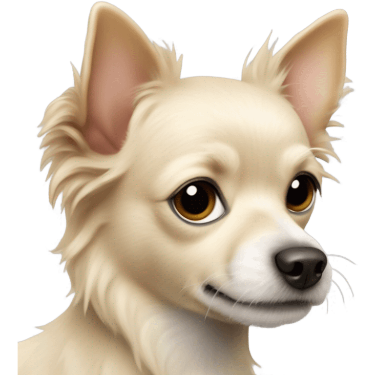 skinny fluffy ratty cream terrier dog pointy ear chihuahua  emoji