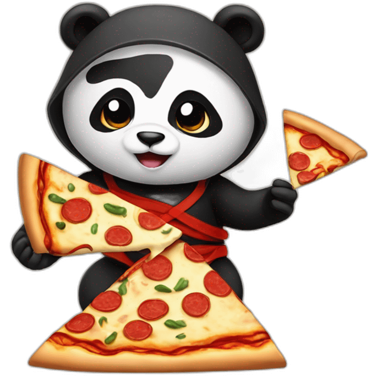 Ninja panda with pizza emoji