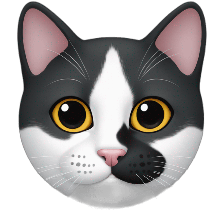 Black and white cat with black nose emoji