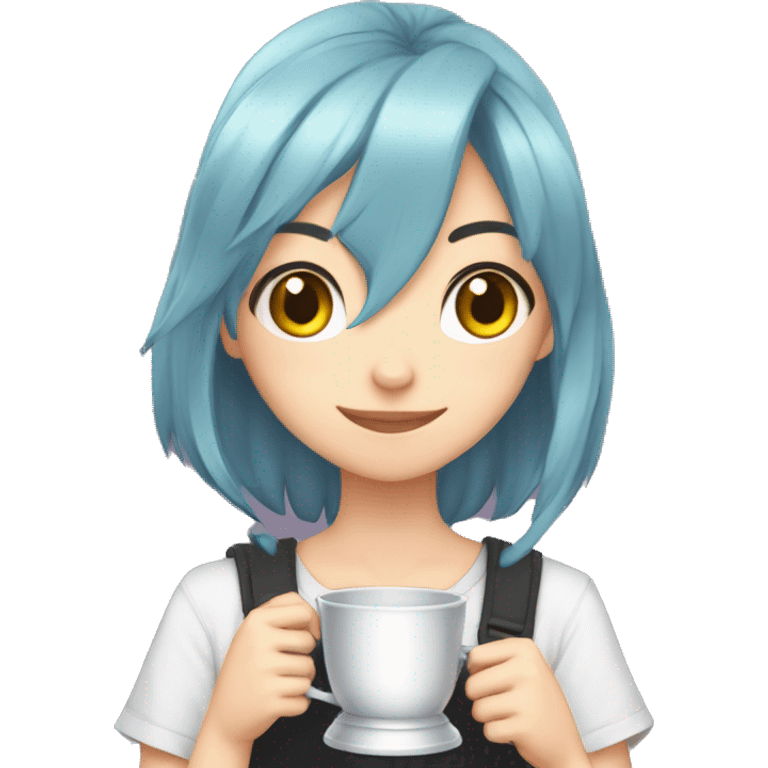 cat anime gamer girl with win cup emoji