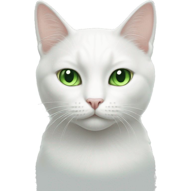 White cat with green eyes emoji