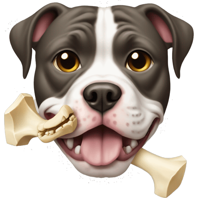 Pitbull dog with a bone in mouth emoji