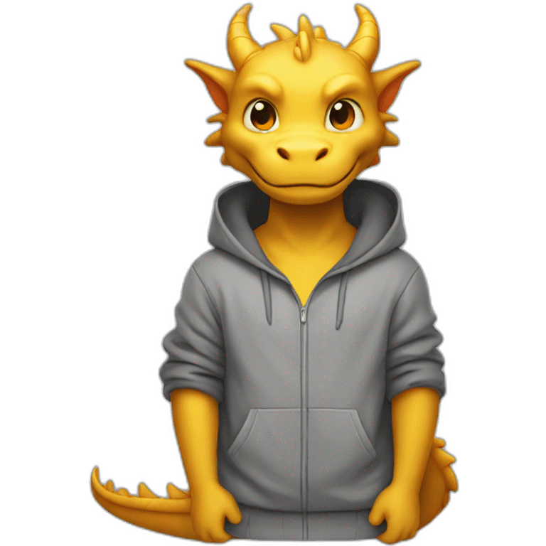 The dragon is dressed in a hoodie emoji