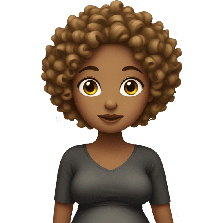 Pregnant girl with curly hair emoji