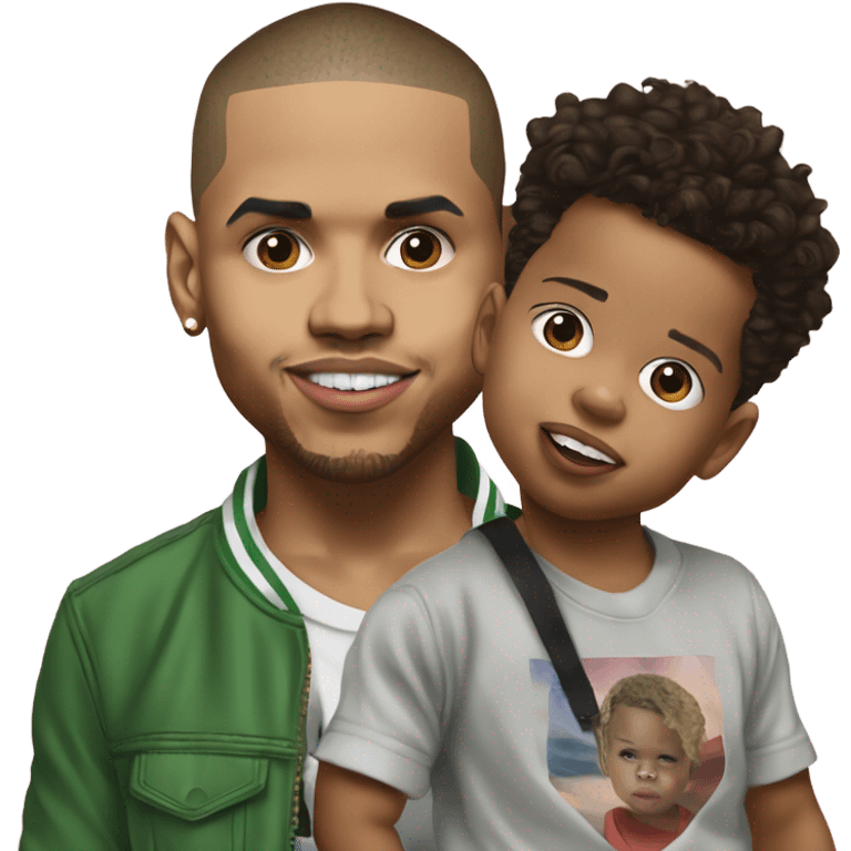 Hyper Realistic Chris Brown with son aeko  emoji