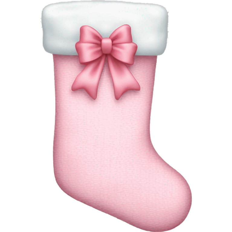  light pink Christmas stocking with bow emoji