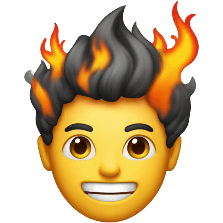 :-) With his hair on fire emoji