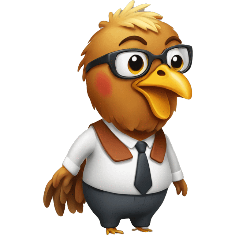 Chicken going to office work emoji