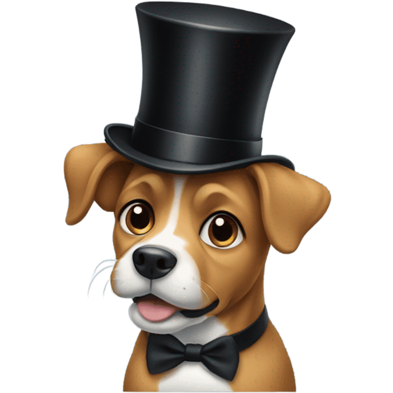 Dog wearing top hat emoji