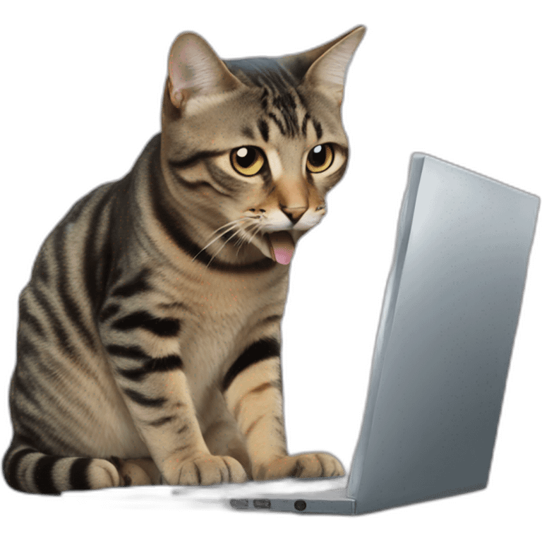 Cat eating a computer emoji