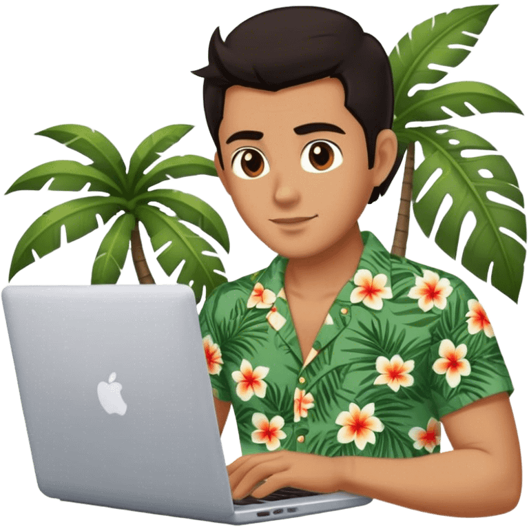 A digital nomad in Bali working on a laptop emoji