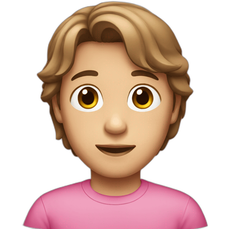 boy with brown medium-length hair wearing pink shirt emoji