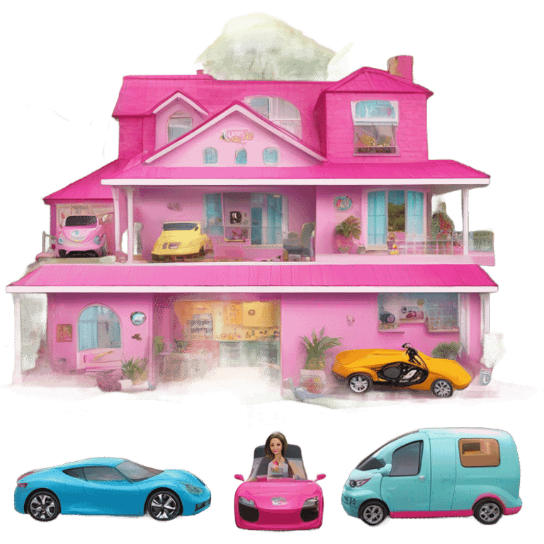 Barbie dream house racing Caravan motorbike tuk tuk  emoji