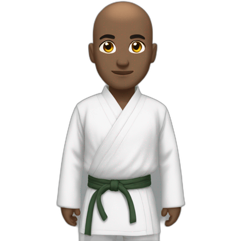 Bald Lebanese with dark skin in kata and dojo suit emoji