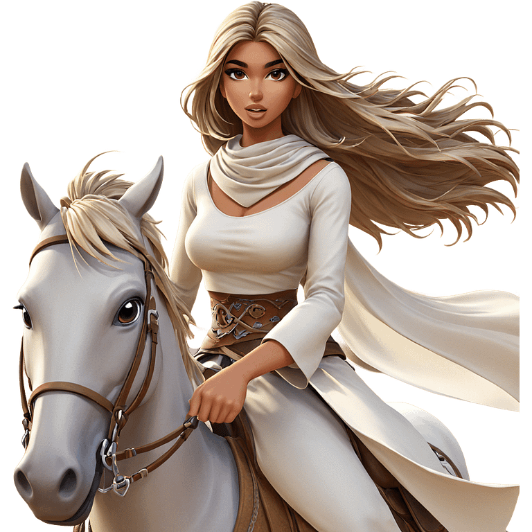 girl horseback riding in desert emoji