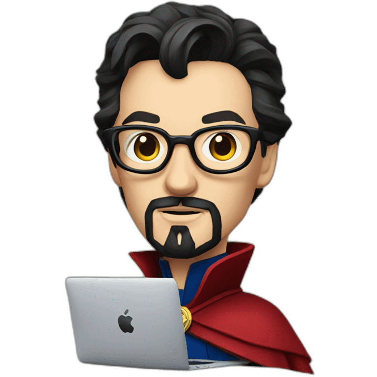 Doctor Strange with macbook and glasses emoji