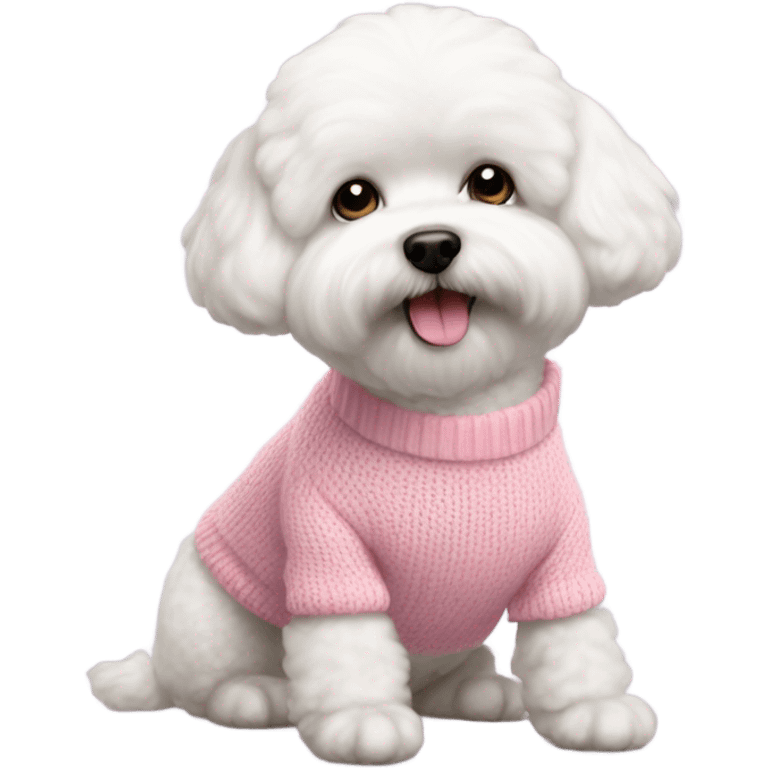 Bichon wearing pink sweater emoji