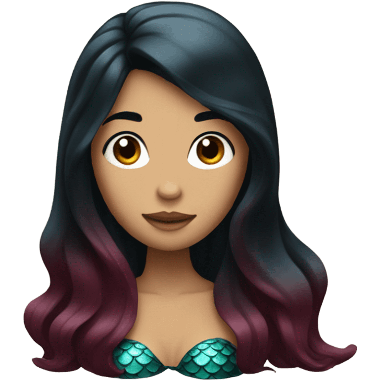 Mermaid with black hair and maroon fin emoji