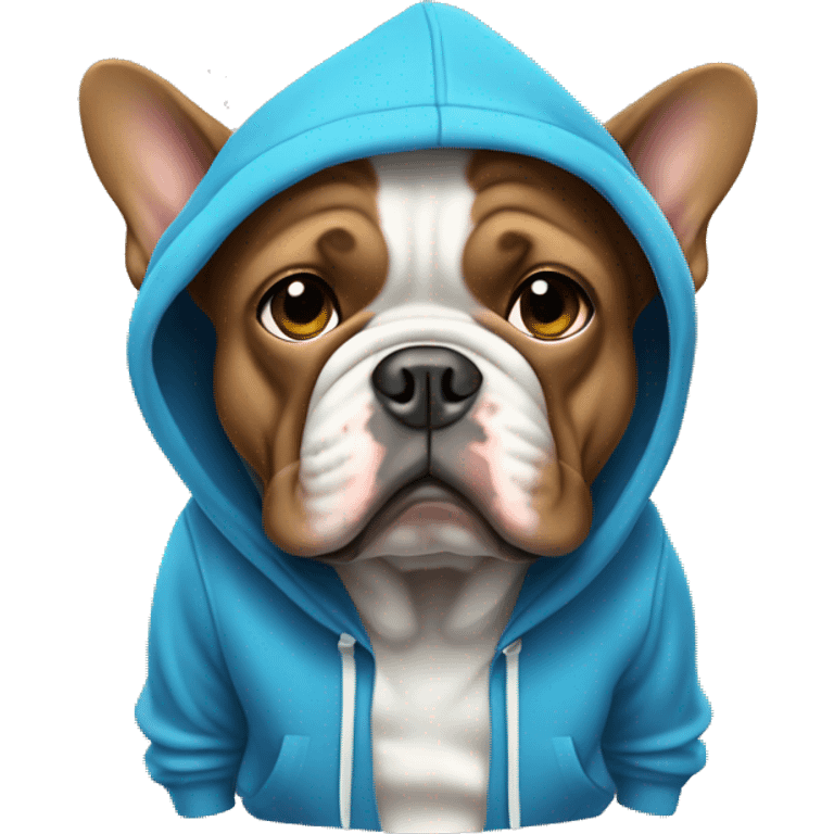 French bull dog wearing hoodie emoji