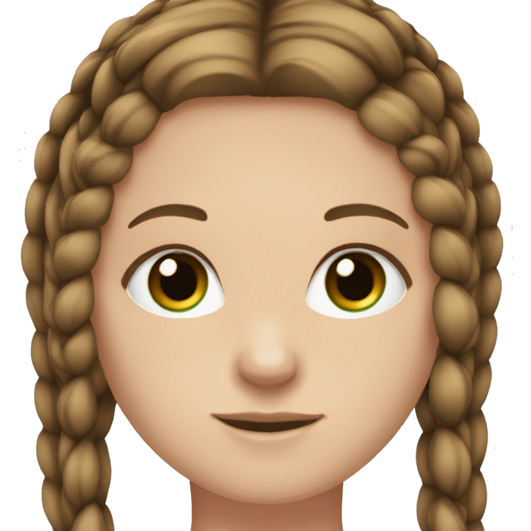 White girl green eyes brown hair in two braids emoji