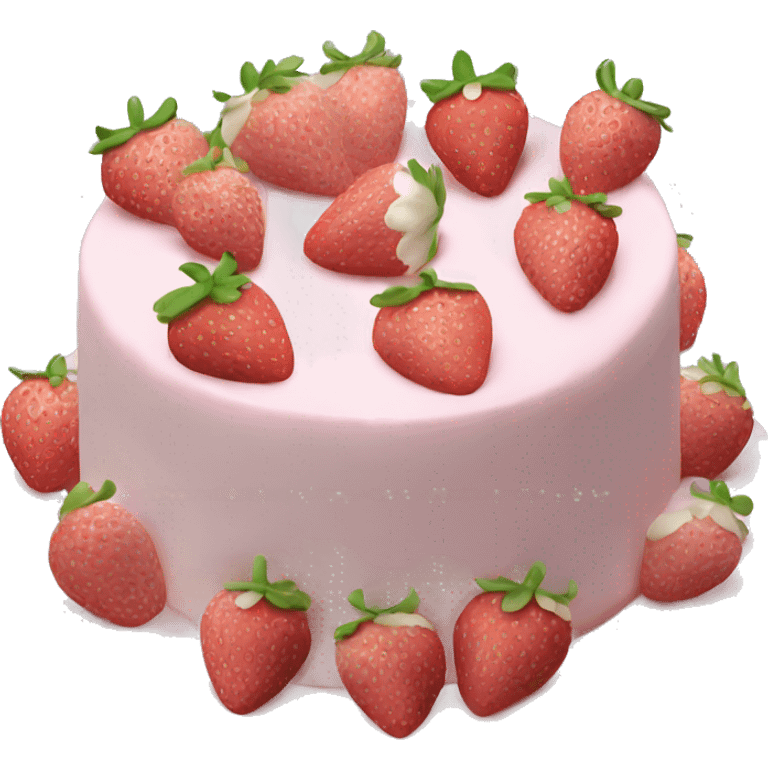 Light Pink strawberries and cream birthday cake  emoji