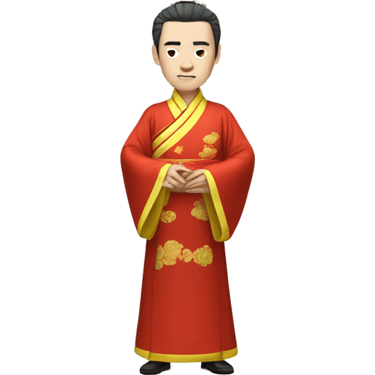 The Chinese emperor is dressed in hanfu,with the upper body emoji