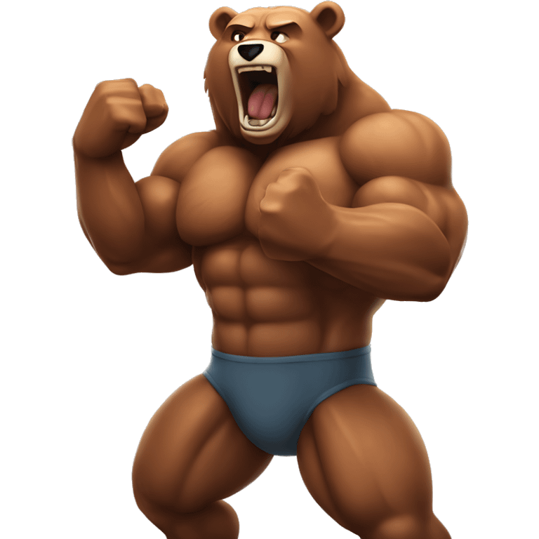 a human shaped muscle mass bear roaring and flexing his muscles emoji