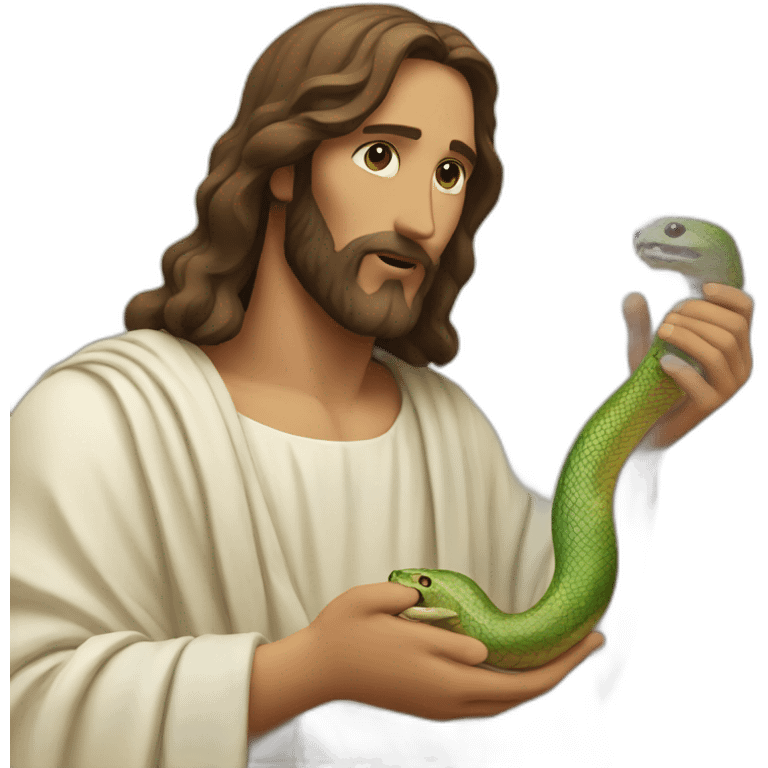 Jesus holding a snake in his hand emoji