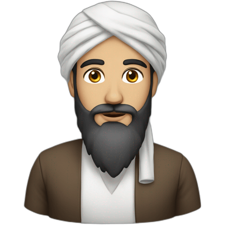 Arab turban dark brown beard white male emoji