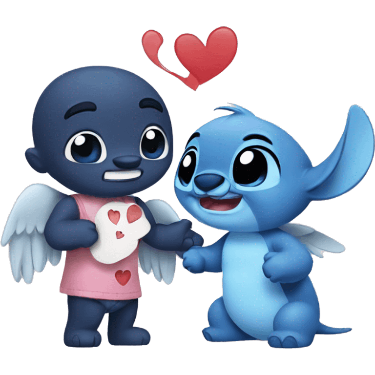 Stitch and Angel in love with each other emoji