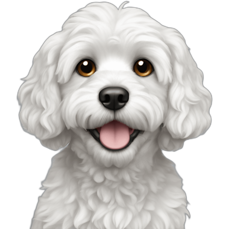 White cavapoo with grey ears emoji