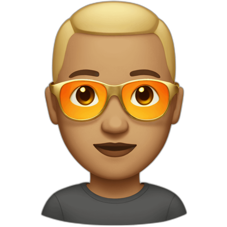 light skin buzz cut with gold small glasses with orange lens emoji