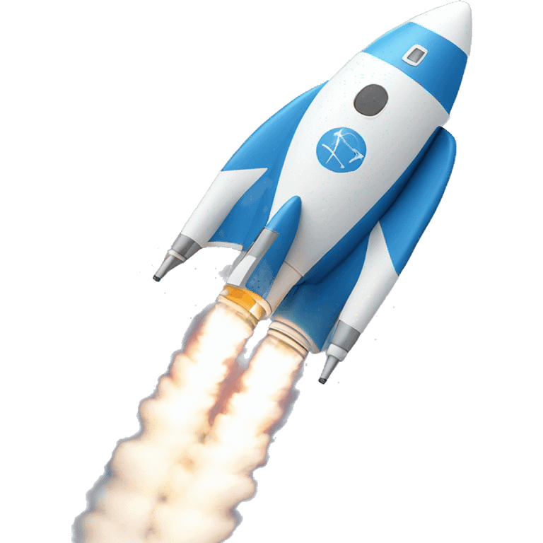 v4 with text on a rocket taking off in blue tones emoji