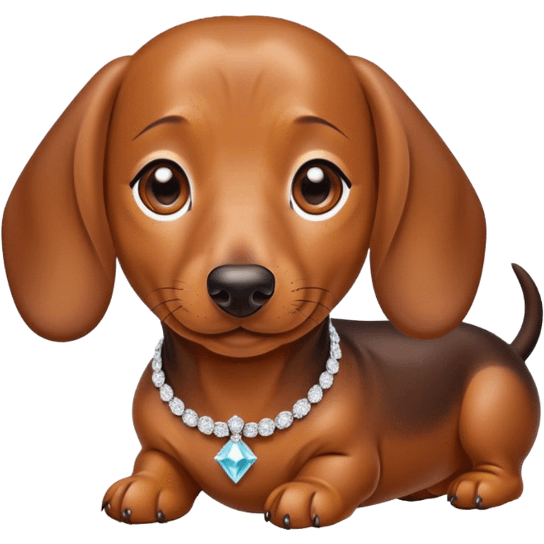 Dachshund wearing diamonds emoji